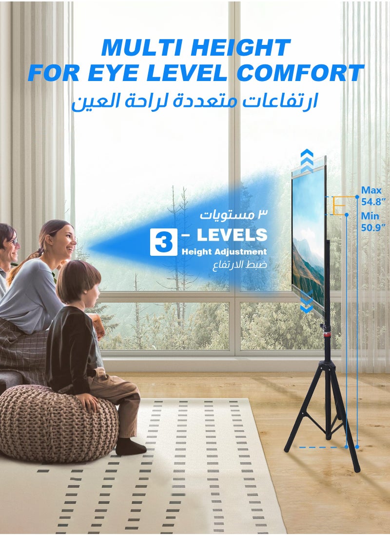 يو إل اتش واي سي - حامل تلفزيون أرضي مناسب لشاشات من ٣٢ إلى ٦٠ بوصة، مناسب لشاشات LCD وLED وOLED و4K. حامل ثابت على الطاولة بزاوية رؤية قابلة للتعديل وسعة تحميل تصل إلى ٢٠ كجم. - Image 1