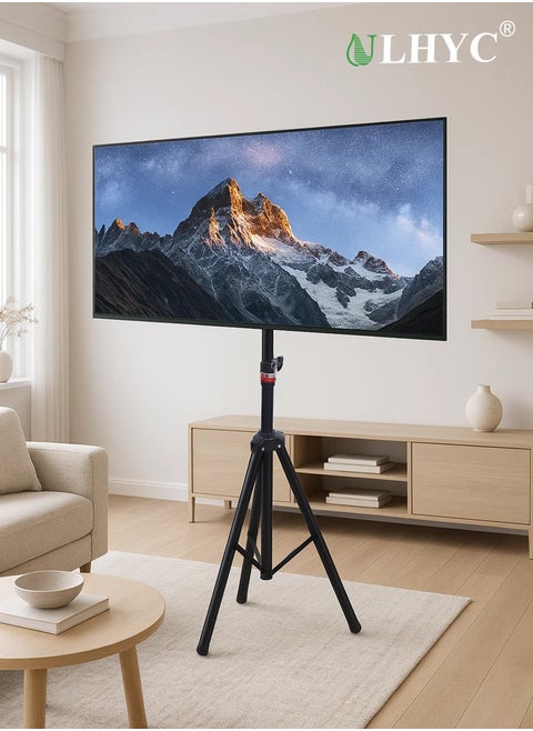 حامل تلفزيون أرضي مناسب لشاشات من ٣٢ إلى ٦٠ بوصة، مناسب لشاشات LCD وLED وOLED و4K. حامل ثابت على الطاولة بزاوية رؤية قابلة للتعديل وسعة تحميل تصل إلى ٢٠ كجم.