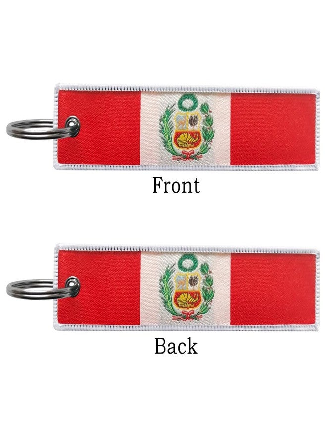 JAVD Peru Flag Keychain Tag with Key Ring - Keys, Cars, Motorcycles, Backpacks, Luggage and Gifts - EDC (3 Pack) - Image 2