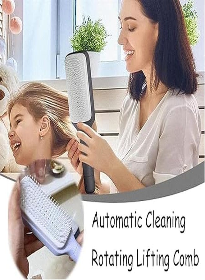 Doville 1pcs Automatic Cleaning Rotating Lifting Comb, Rotate Lifting Self Cleaning Hairbrush for Women, 4 in 1 Self Cleaning Hair Brush, Self-Cleaning Anti-Static Massage Comb (multycolor) - Image 2