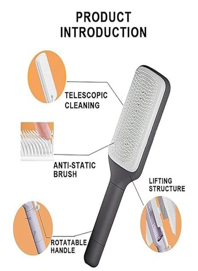 Doville 1pcs Automatic Cleaning Rotating Lifting Comb, Rotate Lifting Self Cleaning Hairbrush for Women, 4 in 1 Self Cleaning Hair Brush, Self-Cleaning Anti-Static Massage Comb (multycolor) - Image 3
