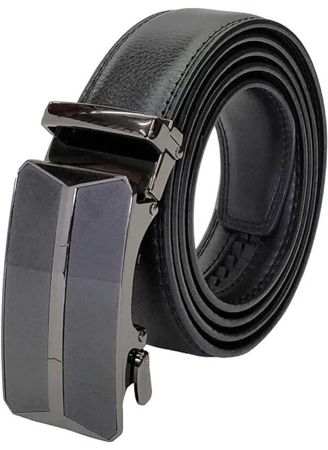 Kingman Mens Autolock Leather Belt - Ratchet Dress Belt with Auto Lock for Perfect Fit (34, Elegant Black)  - Image 1