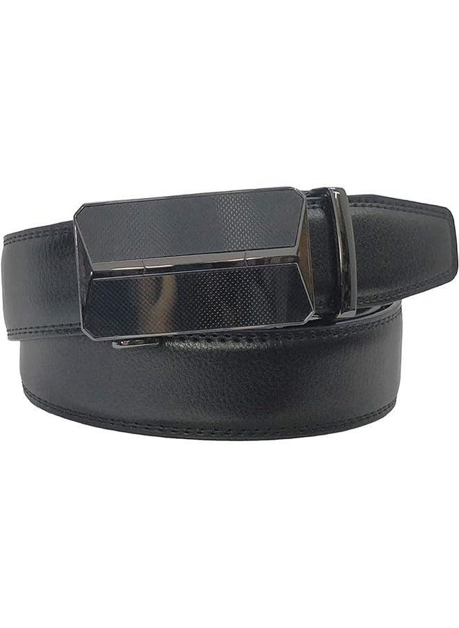 Kingman Mens Autolock Leather Belt - Ratchet Dress Belt with Auto Lock for Perfect Fit (34, Elegant Black)  - Image 2