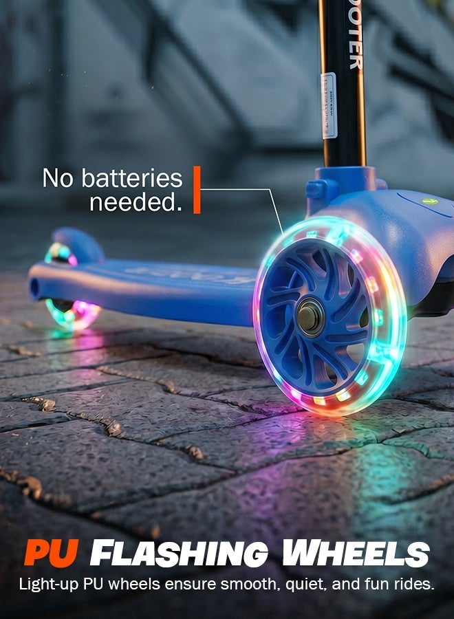 BAYBEE Kick Scooter for Kids | 3 Wheel Kids Scooter with 3 Height Adjustable, LED PU Wheels & Rear Brake | Skate Scooter for Childrens Upto 50Kgs Weight Capacity | Runner Scooters for Kid 3 to 10 Years Boy Girl Blue - Image 5