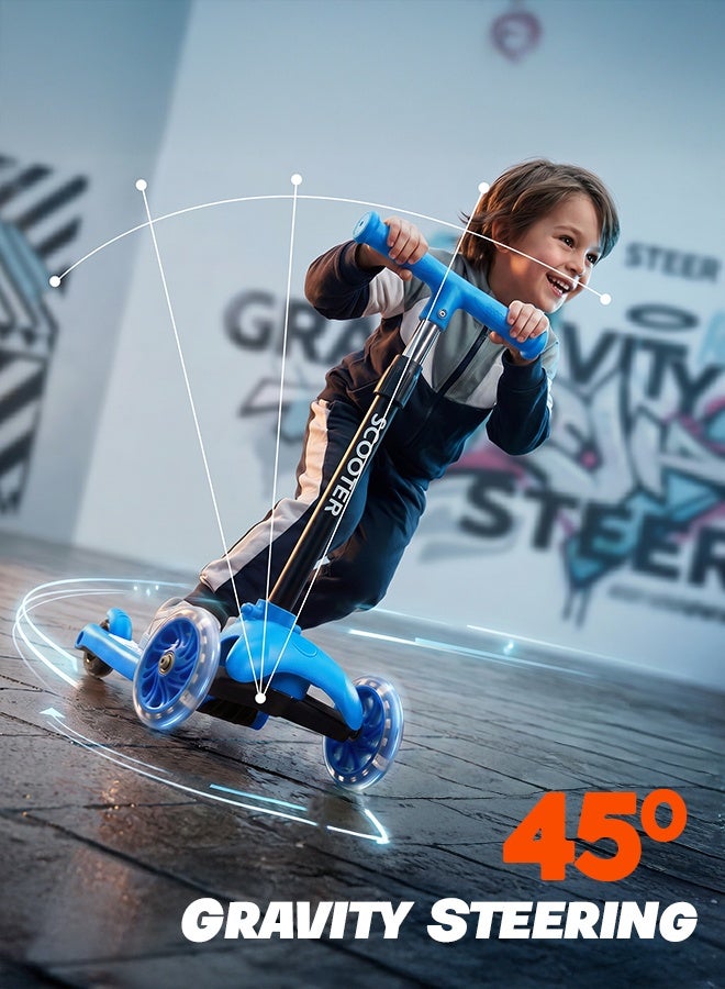 BAYBEE Kick Scooter for Kids | 3 Wheel Kids Scooter with 3 Height Adjustable, LED PU Wheels & Rear Brake | Skate Scooter for Childrens Upto 50Kgs Weight Capacity | Runner Scooters for Kid 3 to 10 Years Boy Girl Blue - Image 4