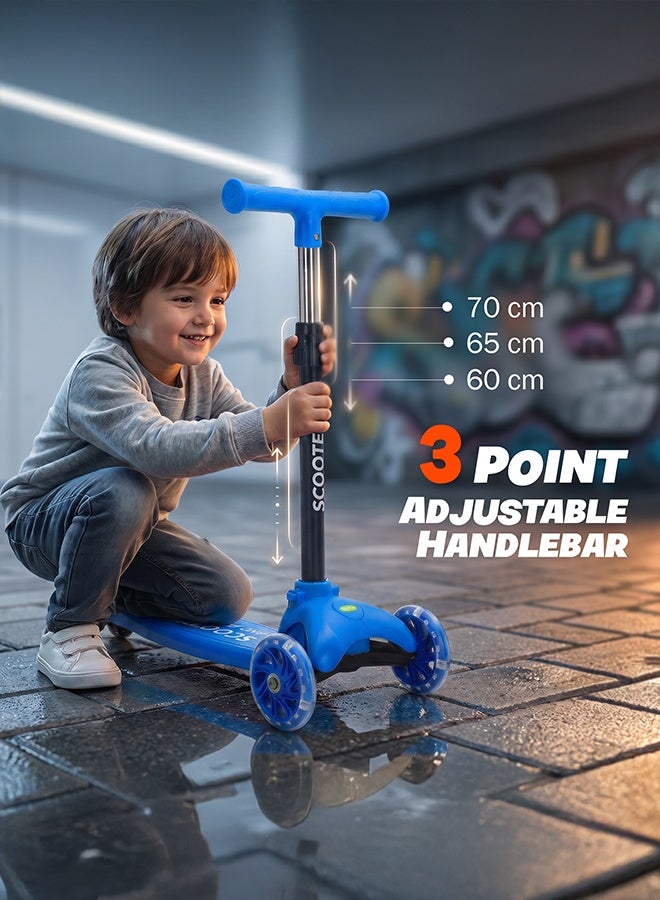 BAYBEE Kick Scooter for Kids | 3 Wheel Kids Scooter with 3 Height Adjustable, LED PU Wheels & Rear Brake | Skate Scooter for Childrens Upto 50Kgs Weight Capacity | Runner Scooters for Kid 3 to 10 Years Boy Girl Blue - Image 3