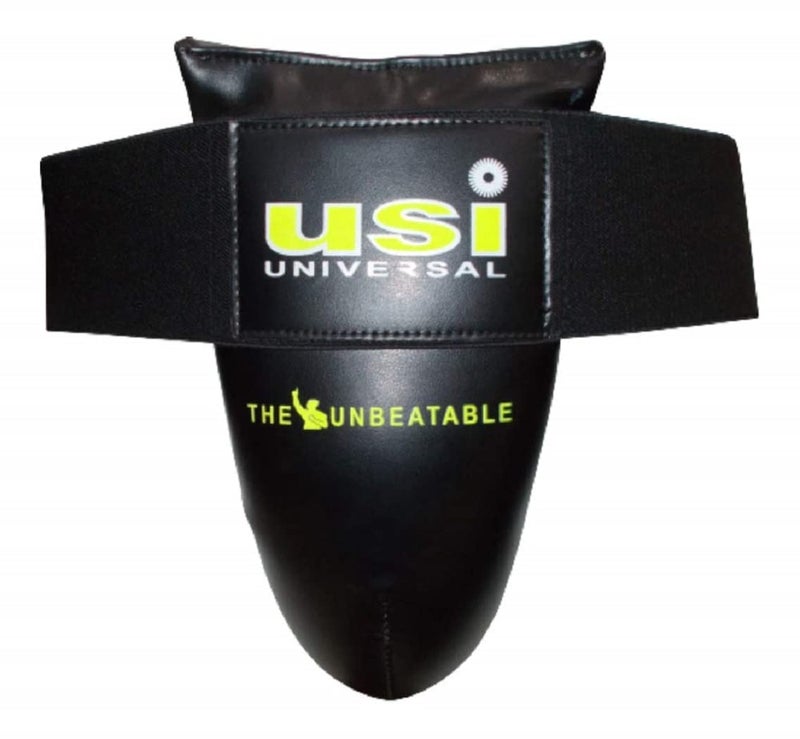 USI UNIVERSAL 629PU Groin Guard for Men Boxing MMA Training Thai Kickboxing Protection, Thick PU, Curved Plastic Cup, Mesh Lined, Elasticated Hook and Loop, Waist Closure (Size L/XL) - Image 1