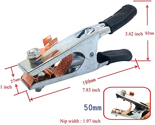 Bolsen 2pcs 300A/500A/800A Earth Ground Cable Clip Clamp Welding Manual Welder Electrode Holder Welding Processing Ground Clamp Professional Tools (800A With holster), Silver - Image 5