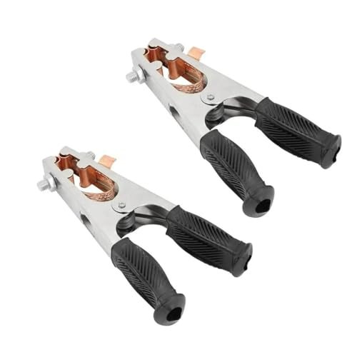 Bolsen 2pcs 300A/500A/800A Earth Ground Cable Clip Clamp Welding Manual Welder Electrode Holder Welding Processing Ground Clamp Professional Tools (800A With holster), Silver - Image 1