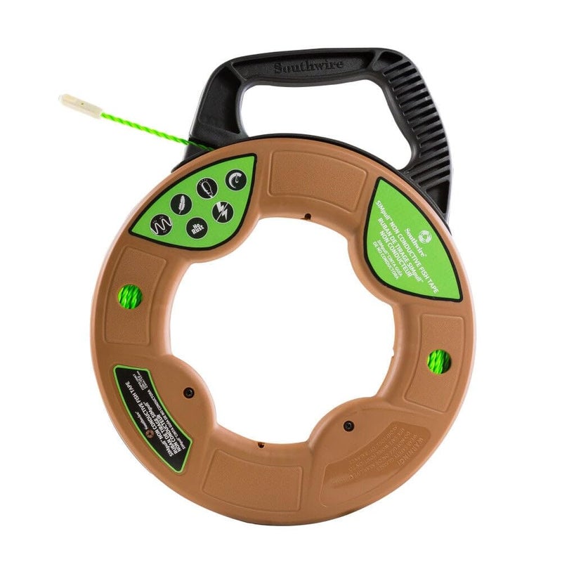 Southwire FTSP45-125NCT Simpull Electrical Fish Tape with Non-Conductive Tip; Large Case; Two Leader Options; Spiral Extruded Polymer; Extremely Flexible; 4.5mm x 125 Feet - Image 5