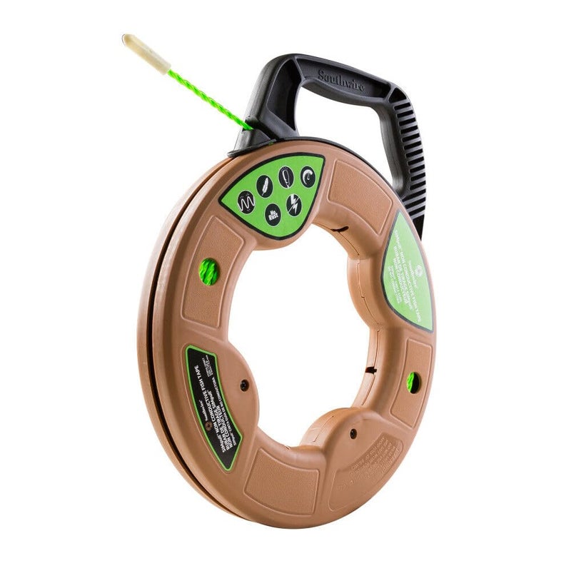 Southwire FTSP45-125NCT Simpull Electrical Fish Tape with Non-Conductive Tip; Large Case; Two Leader Options; Spiral Extruded Polymer; Extremely Flexible; 4.5mm x 125 Feet - Image 3