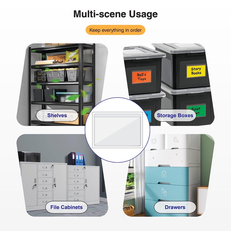 IMAGAME Clear Adhesive Business Card Pocket swith Side Open for Loading, 50 Pack, Plastic Labels Holders for Storage Bins and Library Card, Ideal for Organizing and Protecting Your Business Cards - Image 4
