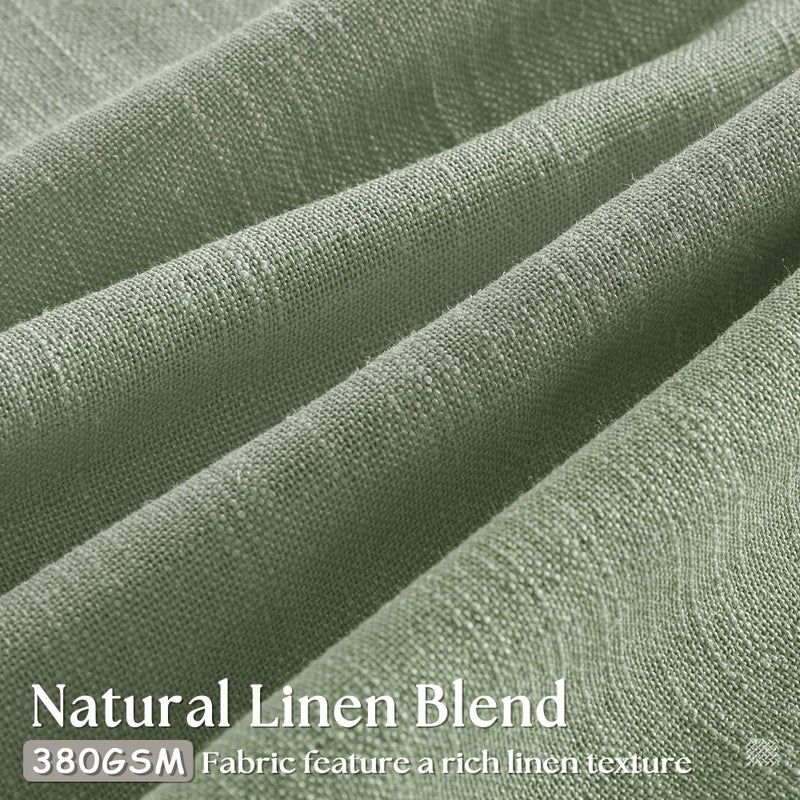 TWODRAPES Green Linen Semi Sheer Curtains 90 Inches Long for Living Room Bedroom Light Filtering Sage Green Textured Burlap Pinch Pleated Curtains 90 Length Hooks Rings Back Tab for Sliding Door 2 Panels - Image 3