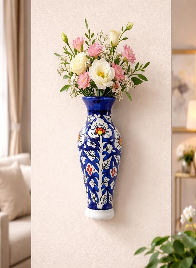 The Pottery Muse Ceramic Vase for Home Decoration, Wall Hanging Flower Vase for Home Decor, Best for Home & Office Decor, Best for Gift to Friends, Family & Colleague (Blue) - Image 1