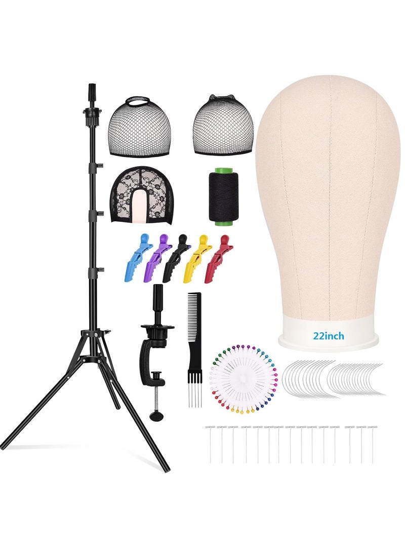 Beauty Star Beauty Star 63inch Tall Wig Stand Tripod with 22inch Mannequin Head, Canvas Block Wig Head Included Adjustable Holder and Wig Caps Kit for Multiple wigs, Perfect for Making Wigs, Display Styling 