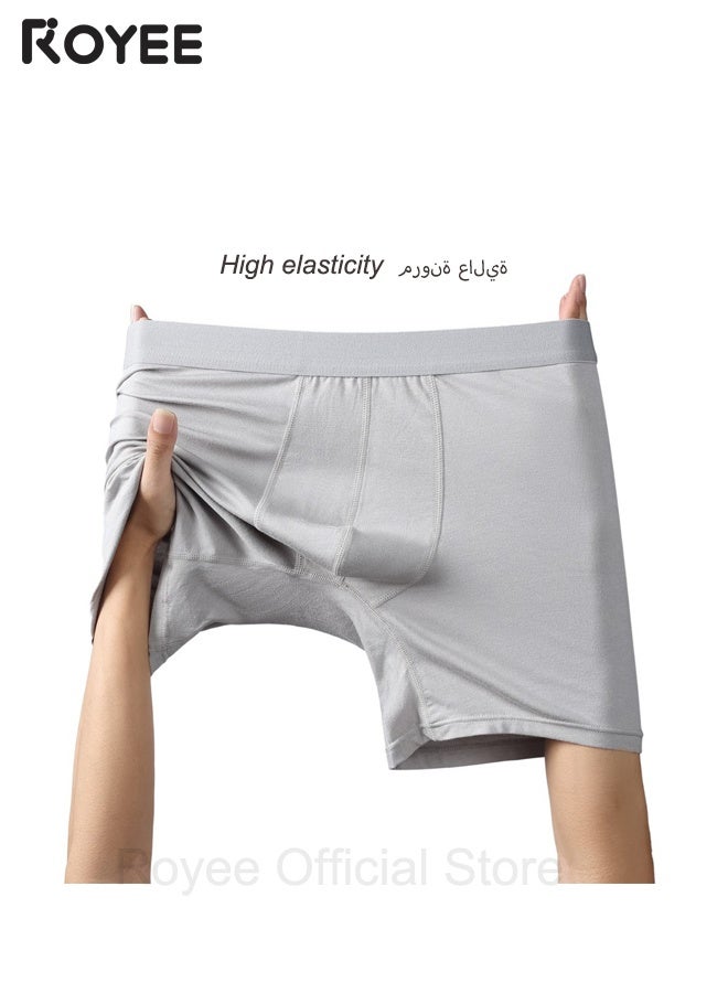 Royee 4Pack Men's Underwear Viscose from Bamboo Boxer Briefs Underwear for Men, Breathable and Soft Extended pants legs For Men's Boxer Briefs  - Image 4