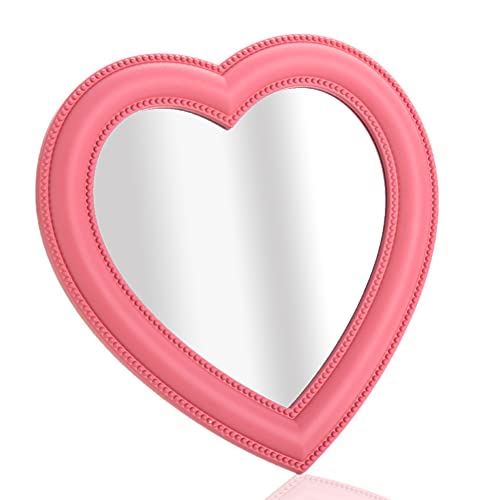 Utavu Makeup Mirror Heart Shape Wall Desktop Mirror Cosmetic Vanity Mirror for Women Ladies Friends Gift - Image 1