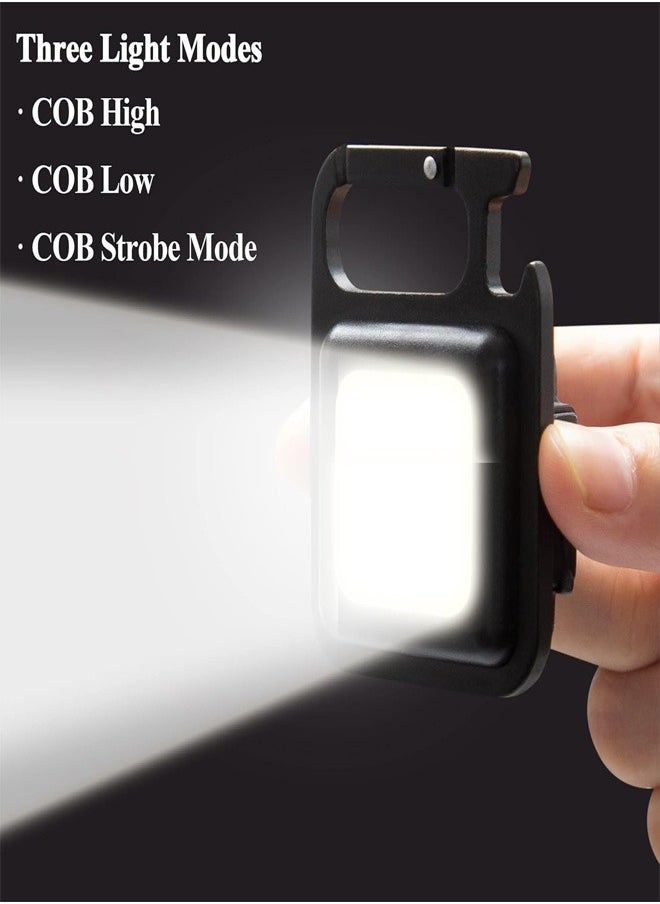 Generic - 1000 Lumen Rechargeable Mini Flashlights with Keychain, Portable Flashlight with 3 Lighting Modes, Folding Bracket, Bottle Opener and Magnetic Base for Walking - Image 1
