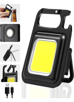 1000 Lumen Rechargeable Mini Flashlights with Keychain, Portable Flashlight with 3 Lighting Modes, Folding Bracket, Bottle Opener and Magnetic Base for Walking