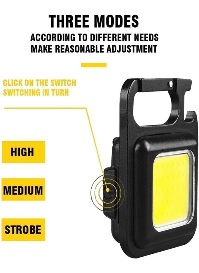 Generic - 1000 Lumen Rechargeable Mini Flashlights with Keychain, Portable Flashlight with 3 Lighting Modes, Folding Bracket, Bottle Opener and Magnetic Base for Walking - Image 1