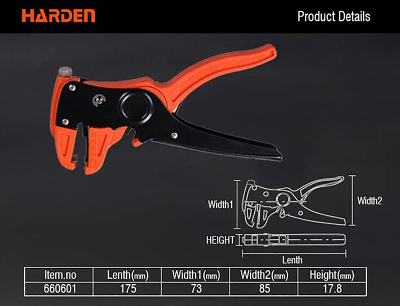 Harden 0.2-6mm Multi-Purpose Wire Stripper, Self-Adjusting Mechanism According to Wire Size, Simple Adjustment Dial for Blade Pressure - 660601 - Image 2