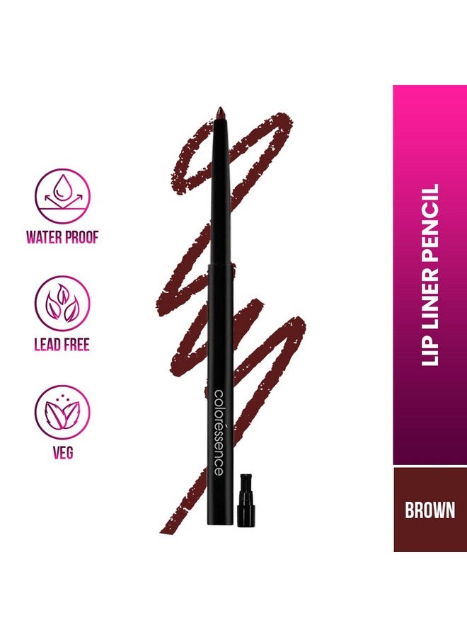 Coloressence Long Stay Waterproof Creamy Lip Liner Pencil With In-Built Sharpener | Brown - Image 2