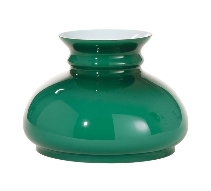 BP LAMP GREEN OVER WHITE OPAL CASED GLASS 7 INCH FITTER STUDENT STYLE LAMP SHADE