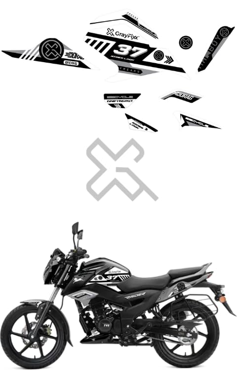 Grayfixx 37 Rider White Edition Half Body Sticker for Raider 125 | Printed in Premium Vinyl with FPF(Fade Protection Film), Precut Sticker, Water Proof, Pack of 1 for Both Side-Self-Adhesive - Image 1