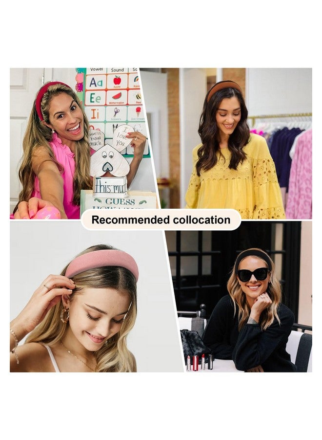 Loquat 4 Pcs Velvet Wide Headbands For Women Girls Turban Vintage Boho Head Bands Fashion Non Slip Head Wraps Hoop Hair Accessories - Image 4