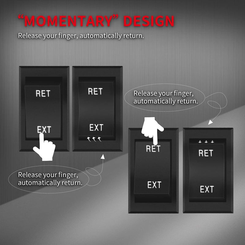 DAIERTEK Momentary RV Jack Switch 30 Amp 12V DC Reverse Polarity Rocker Switch Motor Control DPDT 4 Pin Power Jack Toggle Switch with Wires for 5th Wheel Tongue Trailer Stabilizer -2Pack - Image 3
