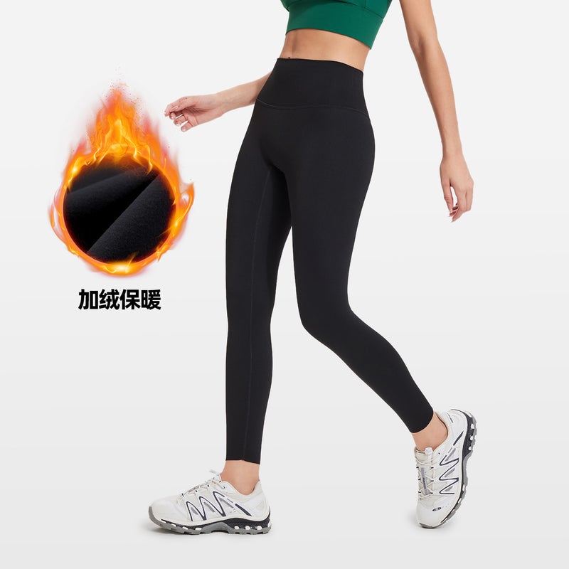 Leggings Black Fleece Autumn and Winter New Fleece Yoga Pants Naked Lycra High Waist Hip-lifting Fitness Sanding Sports Training