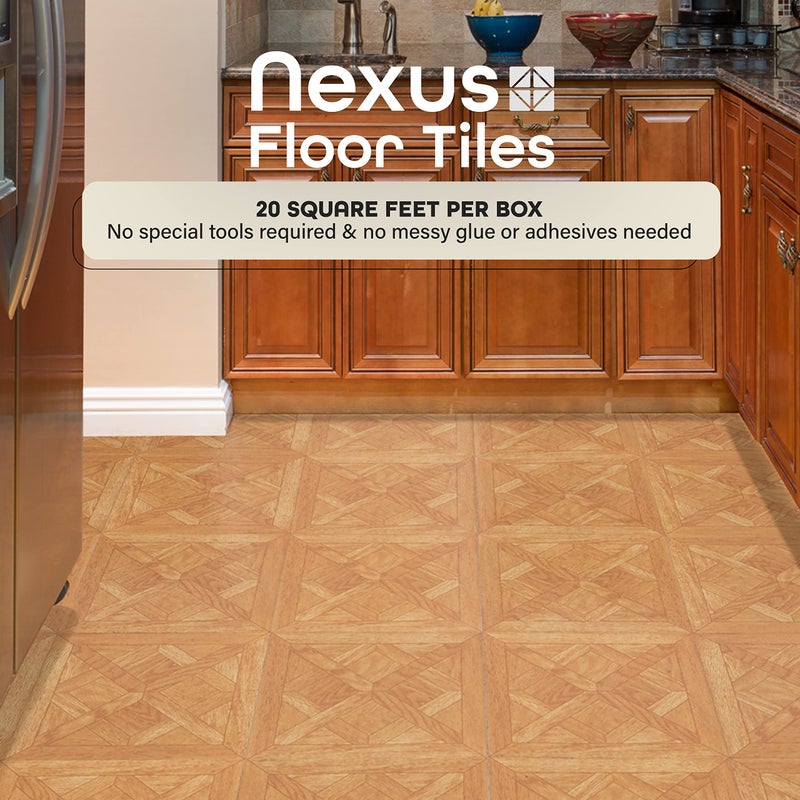 Achim Nexus Self Adhesive 12-Inch Vinyl Floor Tiles, 20 Tiles - 12" x 12", Classic Parquet Oak Slate Pattern - Peel & Stick, DIY Flooring for Kitchen, Dining Room, Bedrooms & Bathrooms by Achim Home Decor - Image 2