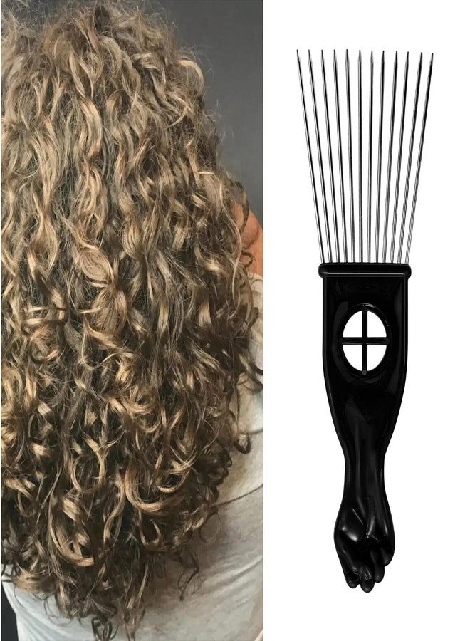 Bilkeru 3 Pcs Black Stainless Steel Afro Combs, Afro Hair Pick Set Pick Comb Hairdressing Styling Tools for Afro Hairstyle and Natural Curly - Image 4