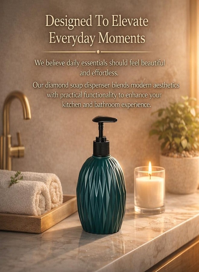 JIGVA Diamond Pattern Liquid Soap Dispenser Pump, Refillable Plastic Bottle for Hand Wash, Lotion, Shampoo & Dishwash, Bathroom Kitchen Sink Organizer (Pack of 1) - Image 3