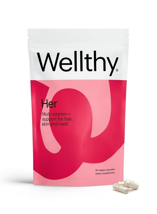 WELLTHY Her Women's Daily Multivitamin (1 Month Supply), Vegan Multivitamin for Women, Natural Ingredients for Healthy Hair, Skin, & Nails, Support Your Health & Beauty w/Essential Micronutrients - Image 1