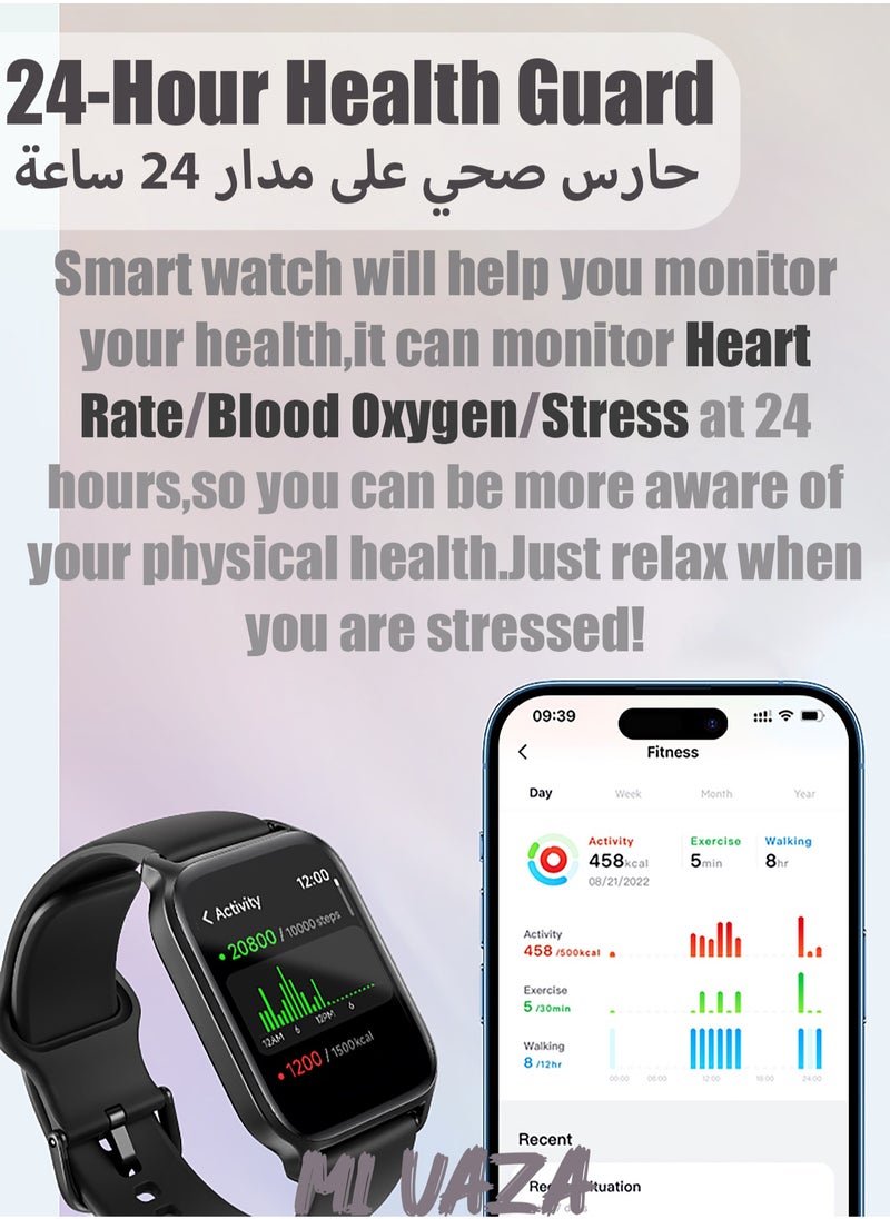 Mi VAZA - Smart Watch for Women,Fitness Watch(Answer/Make Call),RunmefitOS 2.0 Built-in, [24H Heart Rate Sleep Blood Oxygen Monitor],IP68 Waterproof,100 Sports Modes Step Calorie Watches for iOS&Android Phones - Image 1