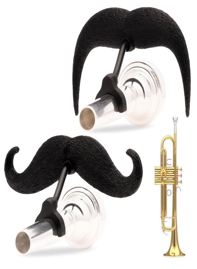Brasstache The Original 2.0 - [2-Pack] Clip-on Mustache for Trumpet Mouthpiece, XL and Handlebar Combo Version - Image 1