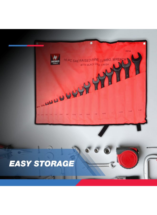 Neiko Neiko 03574A Jumbo Combination Wrench Set | 16 Piece | SAE | 1/4 to 1-1/4 | Raised Panel Construction  - Image 4