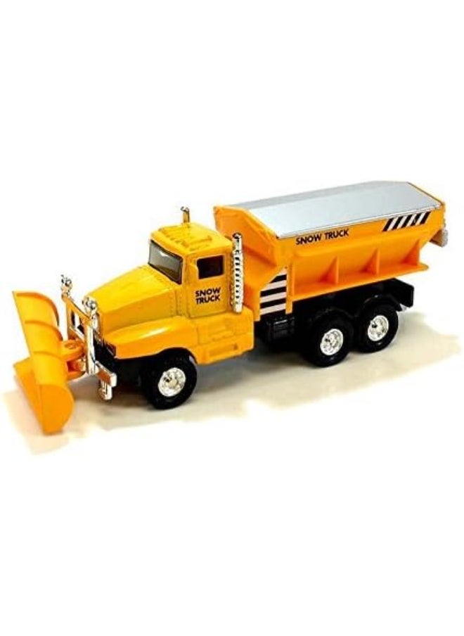 Playmaker Toys Playmaker Toys Show Plow Truck 6" Die Cast Metal Model Toy Truck w/ Pullback Action Yellow 
