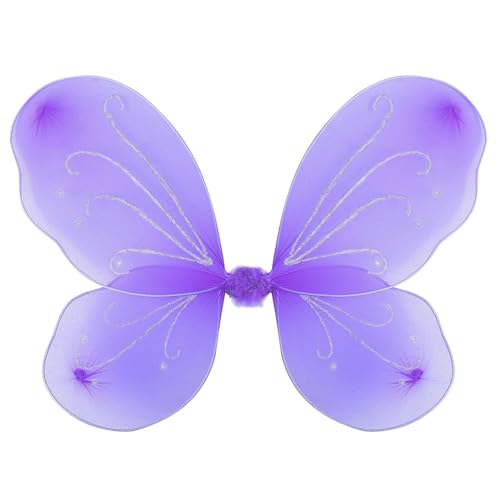 Dushi Fairy Wings for Girls Girls Butterfly Fairy Wings Fairy Costumes Sparkle Fairy Princess Angel Wings Cosplay Christmas Halloween Dress Up Birthday Party Favor Gift for Kids Girls Purple - Image 1