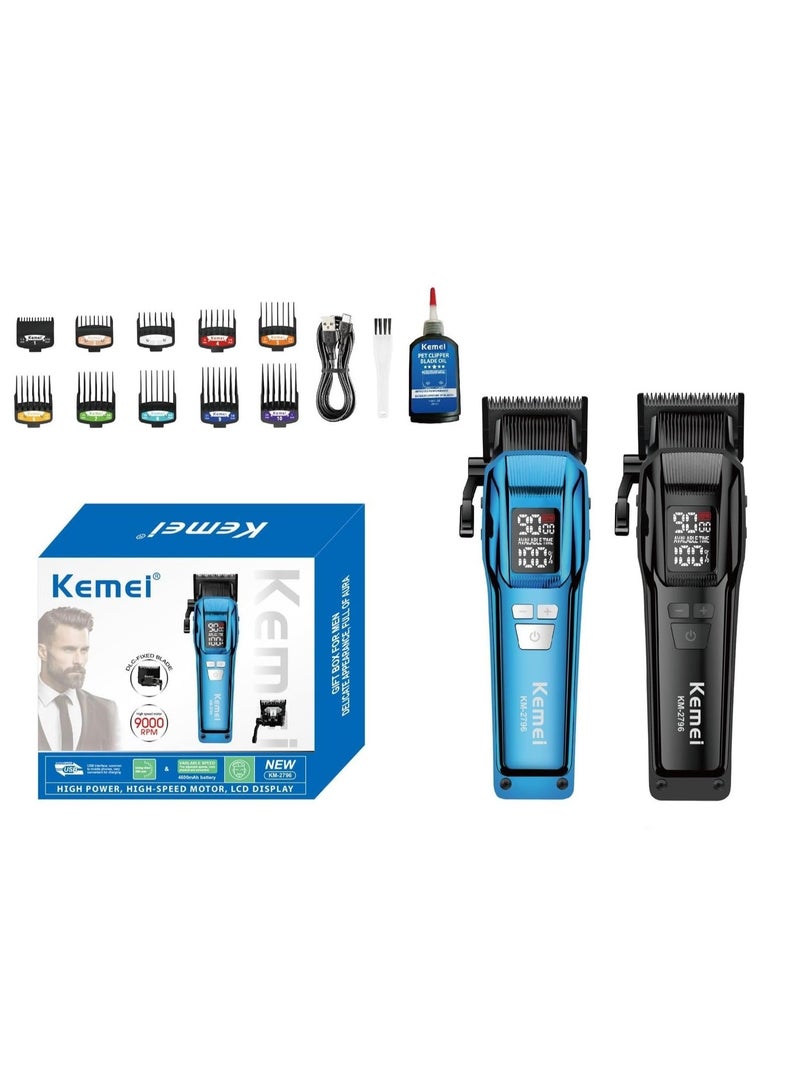 KM-2796 professional high-speed shaver with 9000RPM and 10 graduated combs