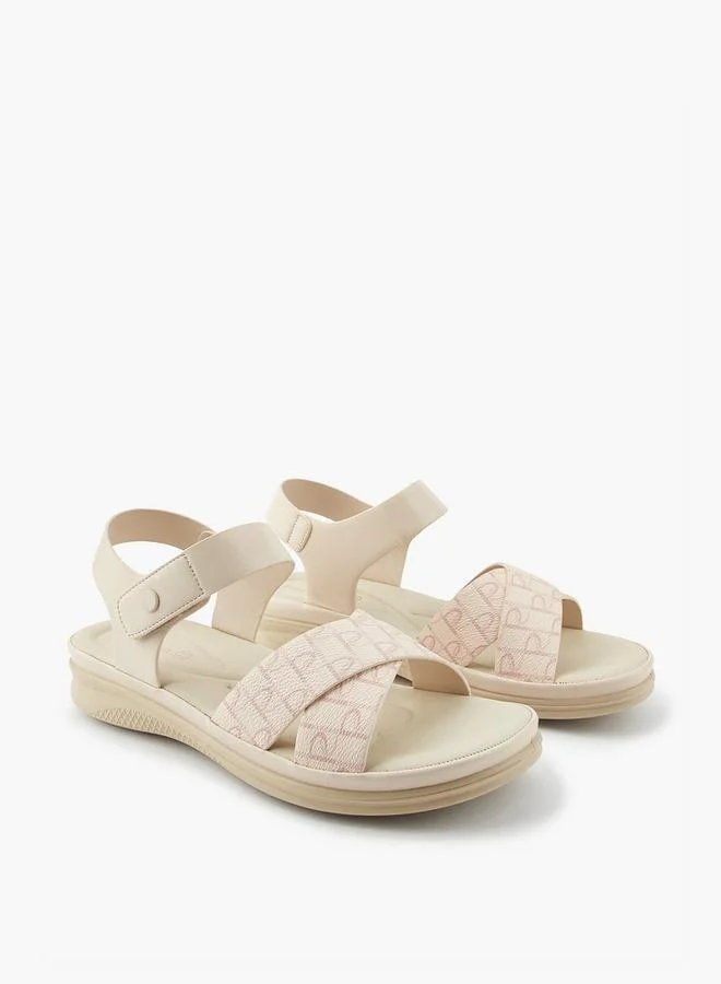 بابريكا صنادل نسائية بطبعات وشريط لاصق