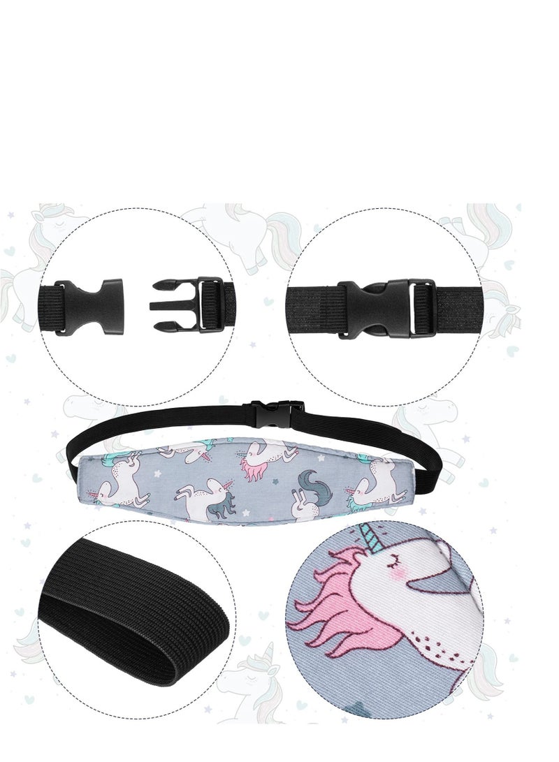 Excefore حزام دعم رأس مقعد السيارة للأطفال، دعامة رأس مقعد السيارة للأطفال الصغار، مسند رأس مقعد عربة الأطفال، حزام رأس لتخفيف الرقبة أثناء النوم، حزام النوم، للأطفال الصغار، الرضع، الأطفال (يونيكورن) - Image 2