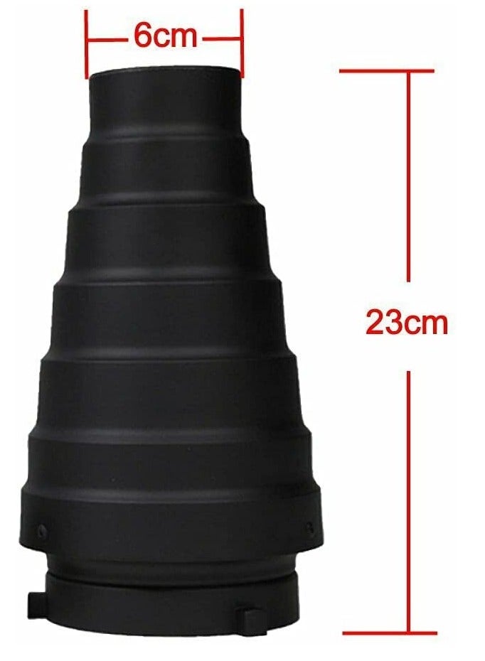 Metal Snoot with Honeycomb Grid and 5 Color Filters for Bowens Mount Flash Studio Light  - Image 1