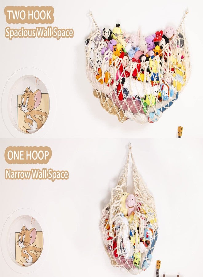 YKBU Stuffed Animal Net or Hammock Wall Hanging Net for Stuffed Animal Storage Macrame Toy Display Plush Toy Holder Soft Toy Organizer for Nursery Baby Bedroom Playroom-Cream - Image 5