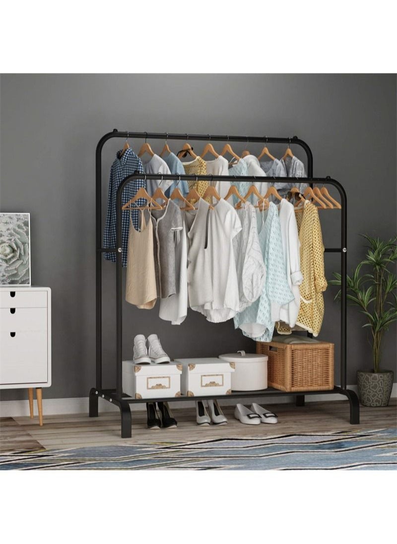 ULHYC - Freestanding Hanger Double Pole Multi-functional Bedroom Clothing Rack, Black 114.3 x 21.97 x 5.08 cm - Image 1