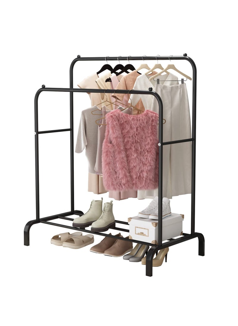 ULHYC - Freestanding Hanger Double Pole Multi-functional Bedroom Clothing Rack, Black 114.3 x 21.97 x 5.08 cm - Image 1