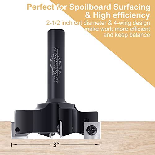 BINSTAK CNC Spoilboard Surfacing Router Bit, 1/2" Shank 1" Cutting Diameter, Insert Carbide Slab Flattening Router Bit Planing Bit Wood Planer Bit by BINSTAK - Image 5