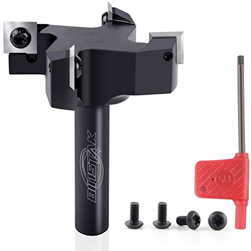 BINSTAK CNC Spoilboard Surfacing Router Bit, 1/2" Shank 1" Cutting Diameter, Insert Carbide Slab Flattening Router Bit Planing Bit Wood Planer Bit by BINSTAK - Image 1