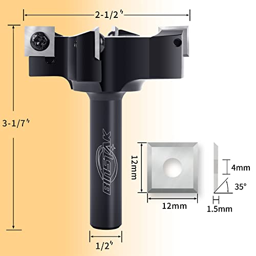 BINSTAK CNC Spoilboard Surfacing Router Bit, 1/2" Shank 1" Cutting Diameter, Insert Carbide Slab Flattening Router Bit Planing Bit Wood Planer Bit by BINSTAK - Image 4